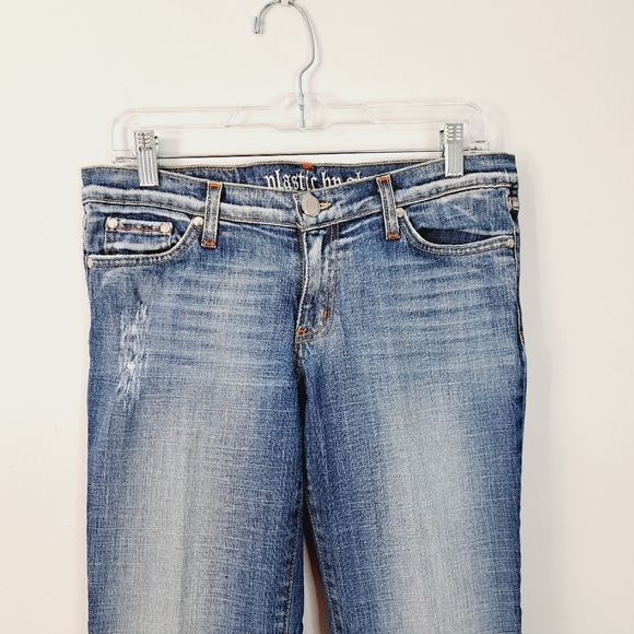 Plastic by GLY Med Wash Y2k Low Rise Boot Cut Jeans Size 11 - Picture 2 of 9